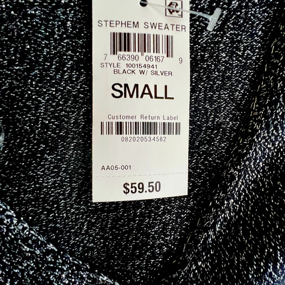 INC International Concepts Stephem Sweater Black W/Silver Small - Picture 6 of 9